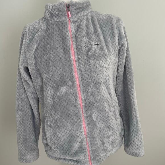 Columbia Girls FireSide Sherpa Jacket Grey Sz XL 18-20 Full-Zip Soft Feel - Picture 1 of 12